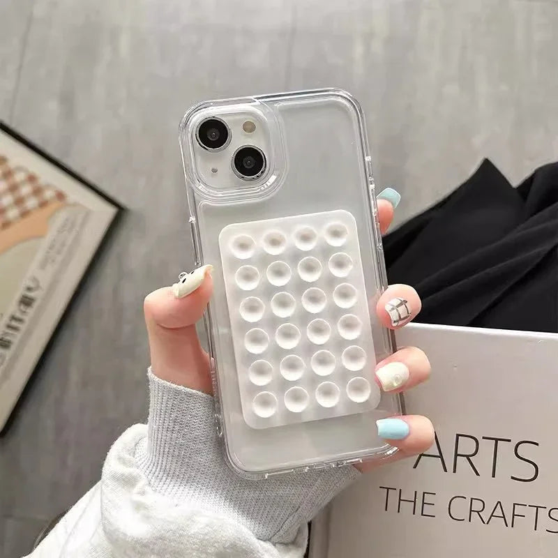 3D Suction Cup Case For iPhone 15 11 12 Pro Max XR X XS 7 8 Plus SE Case For iPhone 14 13 Pro XS Max Transparent Fundas