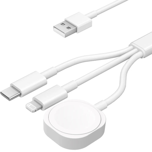 3 in 1 Charging Cable for Mobile Phones with Lightning Input USB-C/A Wireless Charger for iPhone 12-16 Series for 1-  10 SE 1 - 2 Ultra